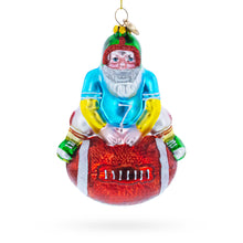 Load image into Gallery viewer, Football Santa the Quarterback Glass Christmas Ornament