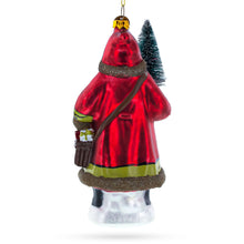 Load image into Gallery viewer, Santa with Fir Tree Glass Christmas Ornament