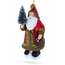 Load image into Gallery viewer, Santa with Fir Tree Glass Christmas Ornament