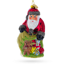 Load image into Gallery viewer, Santa with Toy Sack Glass Christmas Ornament