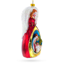 Load image into Gallery viewer, Guardian Angel over Nativity Glass Christmas Ornament