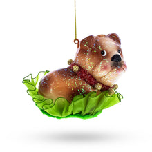 Load image into Gallery viewer, Bulldog Pup Glass Christmas Ornament
