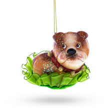 Load image into Gallery viewer, Bulldog Pup Glass Christmas Ornament