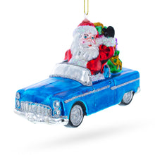 Load image into Gallery viewer, Santa Driving Convertible Car Glass Christmas Ornament