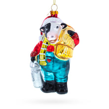 Load image into Gallery viewer, Cow Carrying Milk Jug Glass Christmas Ornament