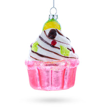 Load image into Gallery viewer, Cupcake/Muffin Glass Christmas Ornament