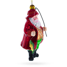 Load image into Gallery viewer, Angler Santa with Catch of the Day Glass Christmas Ornament