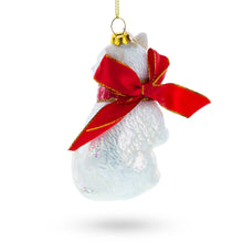 Load image into Gallery viewer, White Cat with Red Scarf Glass Christmas Ornament