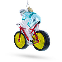 Load image into Gallery viewer, Cycling Sportsman on Bicycle Glass Christmas Ornament