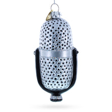 Load image into Gallery viewer, Silver Microphone Glass Christmas Ornament