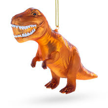 Load image into Gallery viewer, T-Rex Dinosaur Glass Christmas Ornament