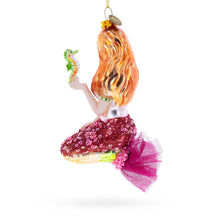 Load image into Gallery viewer, Mermaid with Seahorse Glass Christmas Ornament
