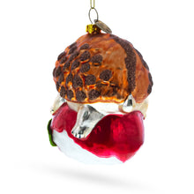 Load image into Gallery viewer, Hedgehog Savoring a Red Apple Glass Christmas Ornament