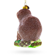 Load image into Gallery viewer, Beaver Holding a Log Glass Christmas Ornament