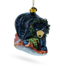 Load image into Gallery viewer, Black Bear Glass Christmas Ornament