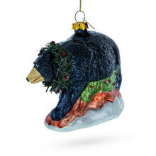 Load image into Gallery viewer, Black Bear Glass Christmas Ornament
