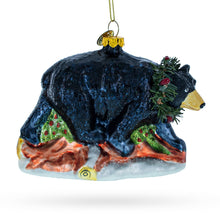 Load image into Gallery viewer, Black Bear Glass Christmas Ornament