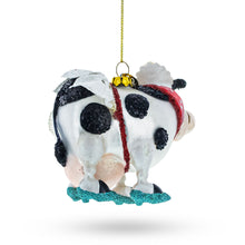 Load image into Gallery viewer, Cow Sporting Wings Glass Christmas Ornament