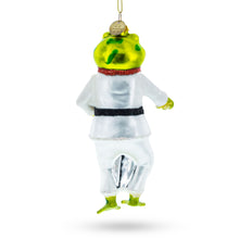 Load image into Gallery viewer, Frog Engaged in Martial Arts Glass Christmas Ornament