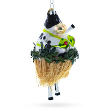 Load image into Gallery viewer, Cow in Grass Skirt and Floral Bikini Glass Christmas Ornament
