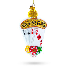 Load image into Gallery viewer, Las Vegas Casino with Playing Cards &amp; Chips Glass Christmas Ornament