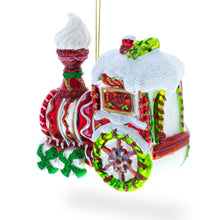 Load image into Gallery viewer, Candy Cane Train Glass Christmas Ornament