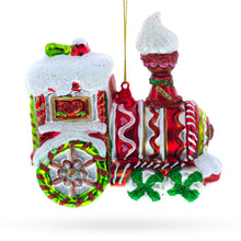 Load image into Gallery viewer, Candy Cane Train Glass Christmas Ornament