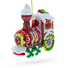 Load image into Gallery viewer, Candy Cane Train Glass Christmas Ornament