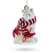 Load image into Gallery viewer, Arctic Fox with Scarf Glass Christmas Ornament