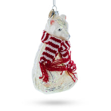 Load image into Gallery viewer, Arctic Fox with Scarf Glass Christmas Ornament