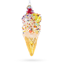 Load image into Gallery viewer, Sprinkled Ice Cream Cone Glass Christmas Ornament