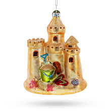 Load image into Gallery viewer, Beachy Sand Castle Glass Christmas Ornament