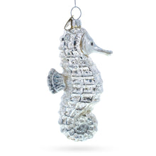 Load image into Gallery viewer, Silver Seahorse Glass Christmas Ornament