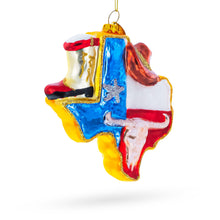 Load image into Gallery viewer, State of Texas Symbols, USA Glass Christmas Ornament