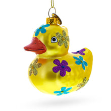 Load image into Gallery viewer, Yellow Duck Glass Christmas Ornament