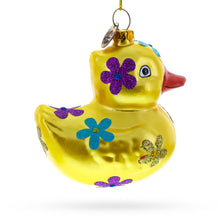 Load image into Gallery viewer, Yellow Duck Glass Christmas Ornament