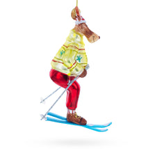 Load image into Gallery viewer, Reindeer Skiing Glass Christmas Ornament