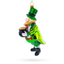 Load image into Gallery viewer, Leprechaun with Pot of Gold Glass Christmas Ornament