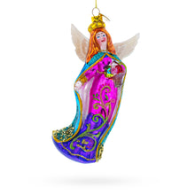 Load image into Gallery viewer, Serene Angel with Basket of Flowers Glass Christmas Ornament
