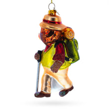 Load image into Gallery viewer, Bear Hiker Glass Christmas Ornament