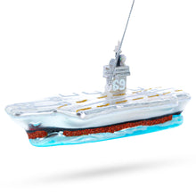 Load image into Gallery viewer, Aircraft Carrier Glass Christmas Ornament