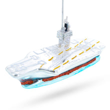Load image into Gallery viewer, Aircraft Carrier Glass Christmas Ornament