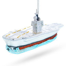 Load image into Gallery viewer, Aircraft Carrier Glass Christmas Ornament