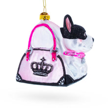 Load image into Gallery viewer, Boston Terrier in Pink Handbag Glass Christmas Ornament