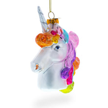 Load image into Gallery viewer, Rainbow Unicorn Glass Christmas Ornament