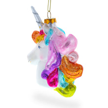 Load image into Gallery viewer, Rainbow Unicorn Glass Christmas Ornament