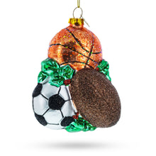 Load image into Gallery viewer, Sporty Football, Basketball, and Soccer Balls Glass Christmas Ornament