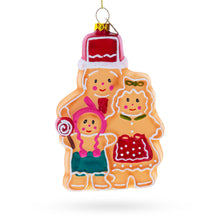 Load image into Gallery viewer, Gingerbread Family Glass Christmas Ornament