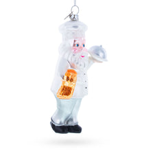 Load image into Gallery viewer, Chef Santa Serving a Festive Feast Glass Christmas Ornament