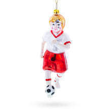 Load image into Gallery viewer, Girl Playing Soccer Glass Christmas Ornament